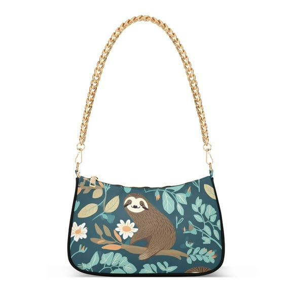 Slothes Leaves FlowersWomen Small Shoulder Bag Crossbody Tote Hobo Bags Purse Clutch Handbags with Chain Strap for Women