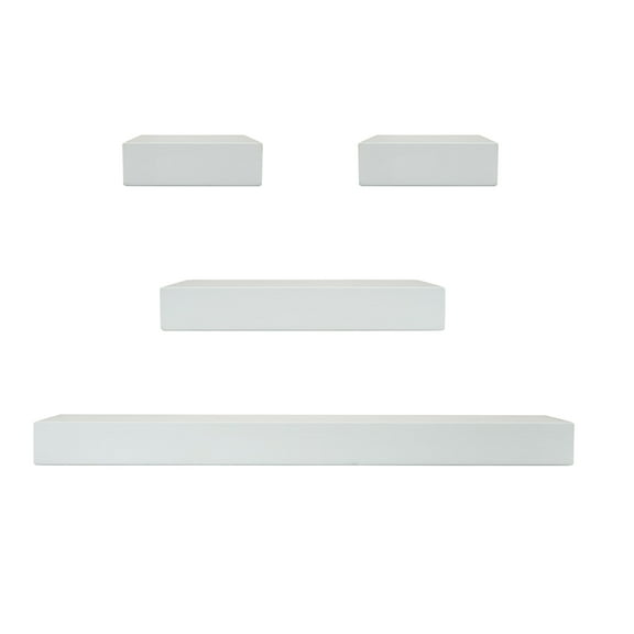 Melannco Chunky Floating Shelves Set of 4 White