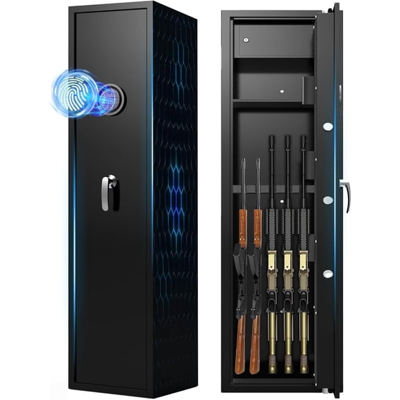 Biometric Gun Safe, 5-7 Quick Access Rifle Safe with Inner Lock Box, Shotgun Safe with Digital Keypad