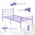 thumbnail image 6 of GarveeHome Purple Twin Metal Bed Frame with Heart-Shaped Headboard & Footboard, Sturdy Platform Bed with 12.2" Underbed Storage, No Box Spring Needed, Easy Assembly, 6 of 7