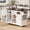 White, variant on 54.9 Inch Kitchen Island, Farmhouse Rolling Storage Cart with Power Outlet, Drop Leaf Side Table, Glass Door Cabinet, Kitchen Dining Room Organizer, White