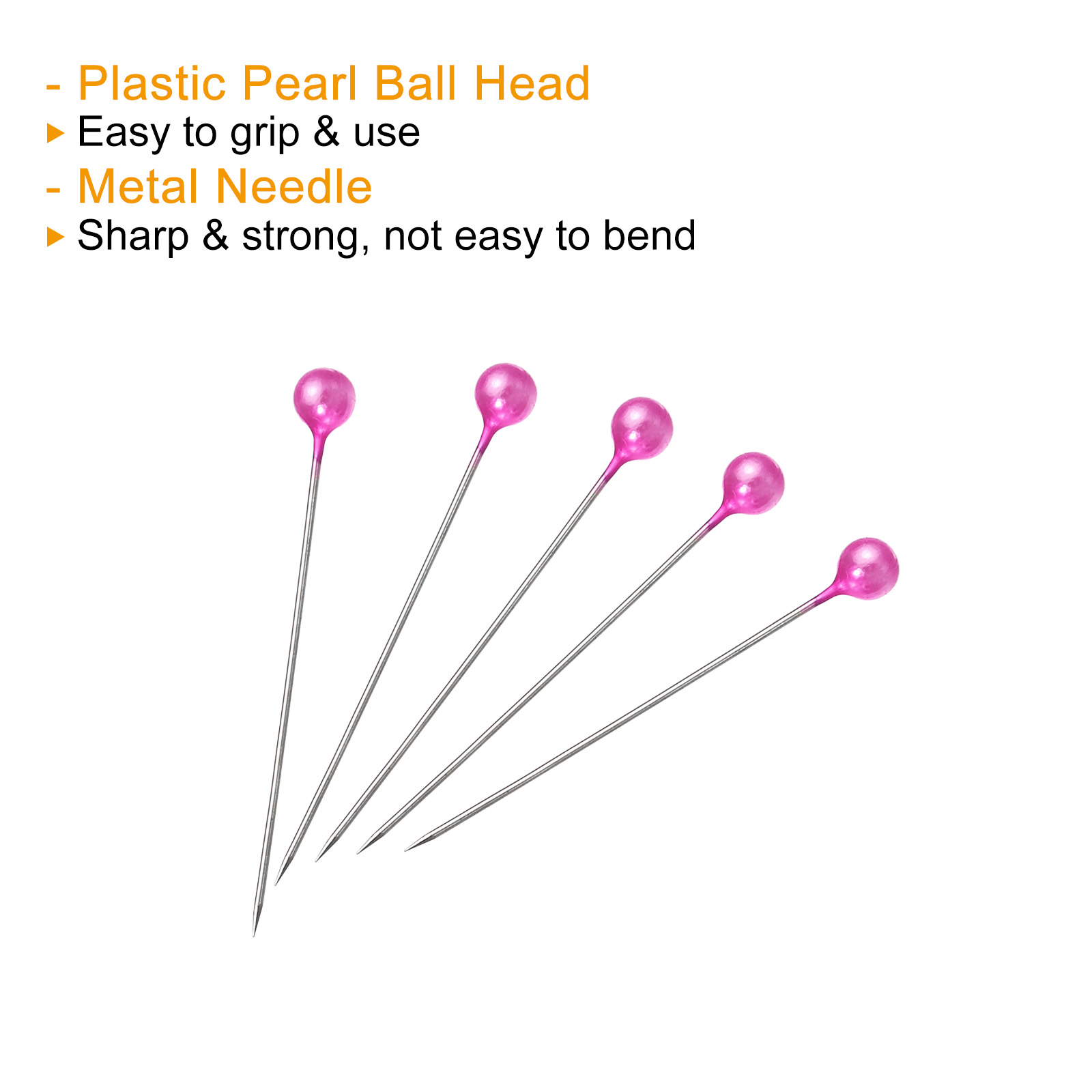 Unique Bargains Pearlized Sewing Pins Set Stainless Steel Ball Head Needle Pink 1 Set