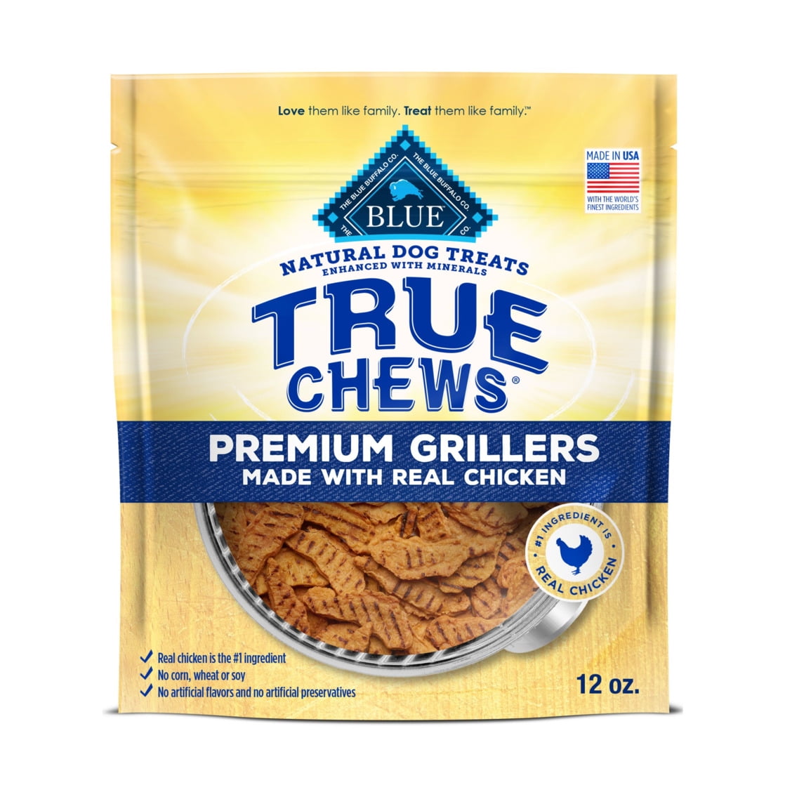 Blue Buffalo True Chews Premium Grillers Dog Treats, Chicken, 12-oz Bag