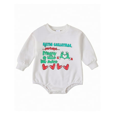 

Suealasg Baby Girls Boys Christmas Rompers Long Sleeve Round Neck Letter Print Jumpsuits Newborn Boys Girls Cute One Piece Bodysuit