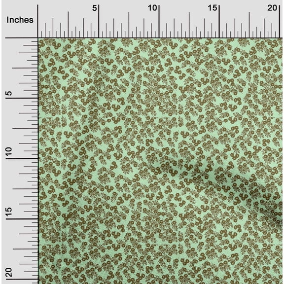 oneOone Organic Cotton Poplin Twill Fabric Leaves & Floral Artistic Print Fabric BTY 42 Inch Wide