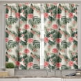 thumbnail image 2 of Ambesonne Tropical Valance & Curtain, Plumerias Hibiscuses Art, 55"x24", Jade Green Pale Ruby, 2 of 7