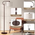 thumbnail image 4 of SUNMORY Arc Floor Lamps for Living Room, Dimming Standing Lamp with Linen Shade, 63" Tall lamp with 3 Color Temperature LED, Metal Modern Floor Lamps for Bedroom, Office, Bulb Included, Brown, 4 of 15