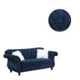 thumbnail image 3 of 77 Inches Nailhead Trim Velvet Loveseat with Crystal Tufting, Blue- Saltoro Sherpi, 3 of 5