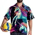 thumbnail image 4 of Robot Unicorn Attack Men's Spread Collar Poplin Beach Shirts - Casual Printed Button Down Short Sleeve Summer Tops for Unisex, 4 of 6