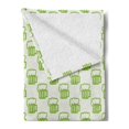 thumbnail image 2 of Green Soft Flannel Fleece Throw Blanket, Holiday Theme with Foamy Beer Glasses Celebration Fun Doodle Pattern Design, Cozy Plush for Indoor and Outdoor Use, 50" x 70", Apple Green White, by Ambesonne, 2 of 5