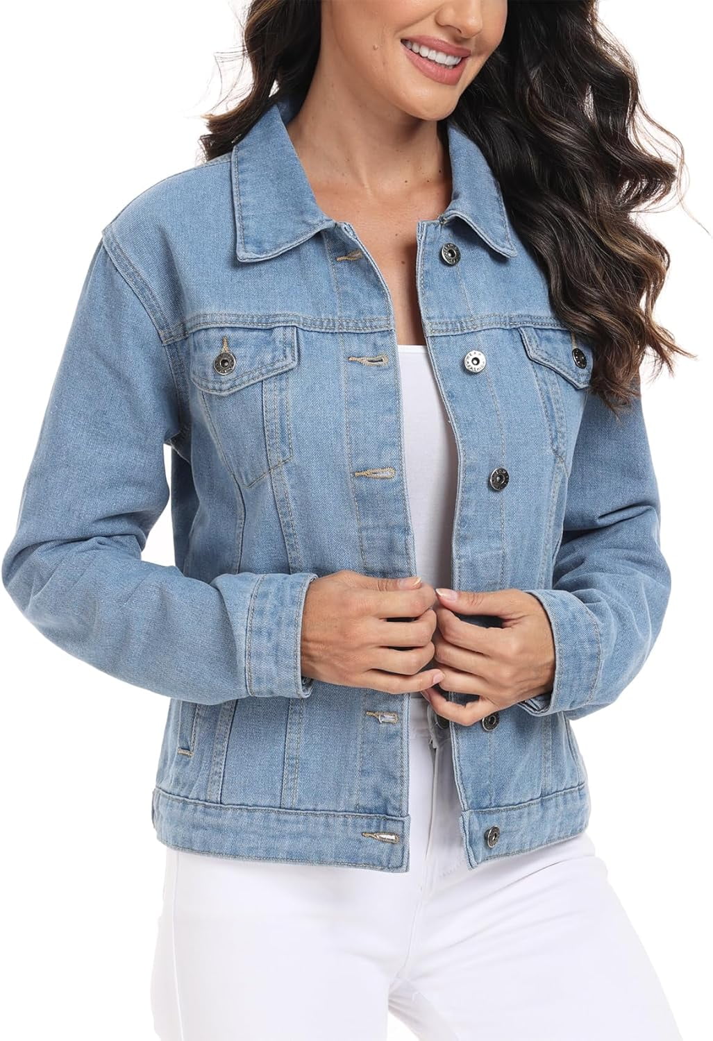 MISS MOLY Women'S Denim Jackets Button Up Long Sleeve Basic