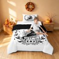thumbnail image 3 of Homewish Halloween Skeleton Twin Comforter Sets, Lunar Phase Floral Bedding Set, Black White, Black Reversible, 2 Pieces 1 Comforter and 1 Pillowcase, 3 of 5