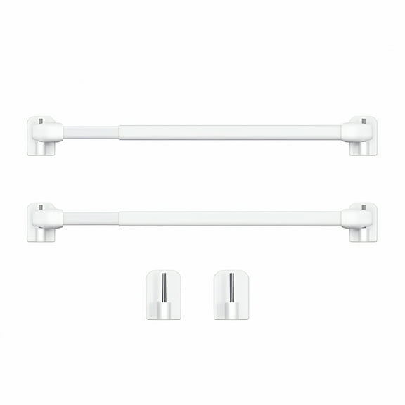 LAMIRO 2 Pieces Adjustable Curtain Rod Extendable Bars Pole Without Drilling Hanging Rods Self Adhesive for Home Bathroom Hotel