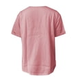 thumbnail image 5 of Xiaoxatg Womens T Shirts, Casual Solid Color Button Front Short Sleeve Top with Striped Detail for Everyday Wear Womens T-Shirts Red L, 5 of 5