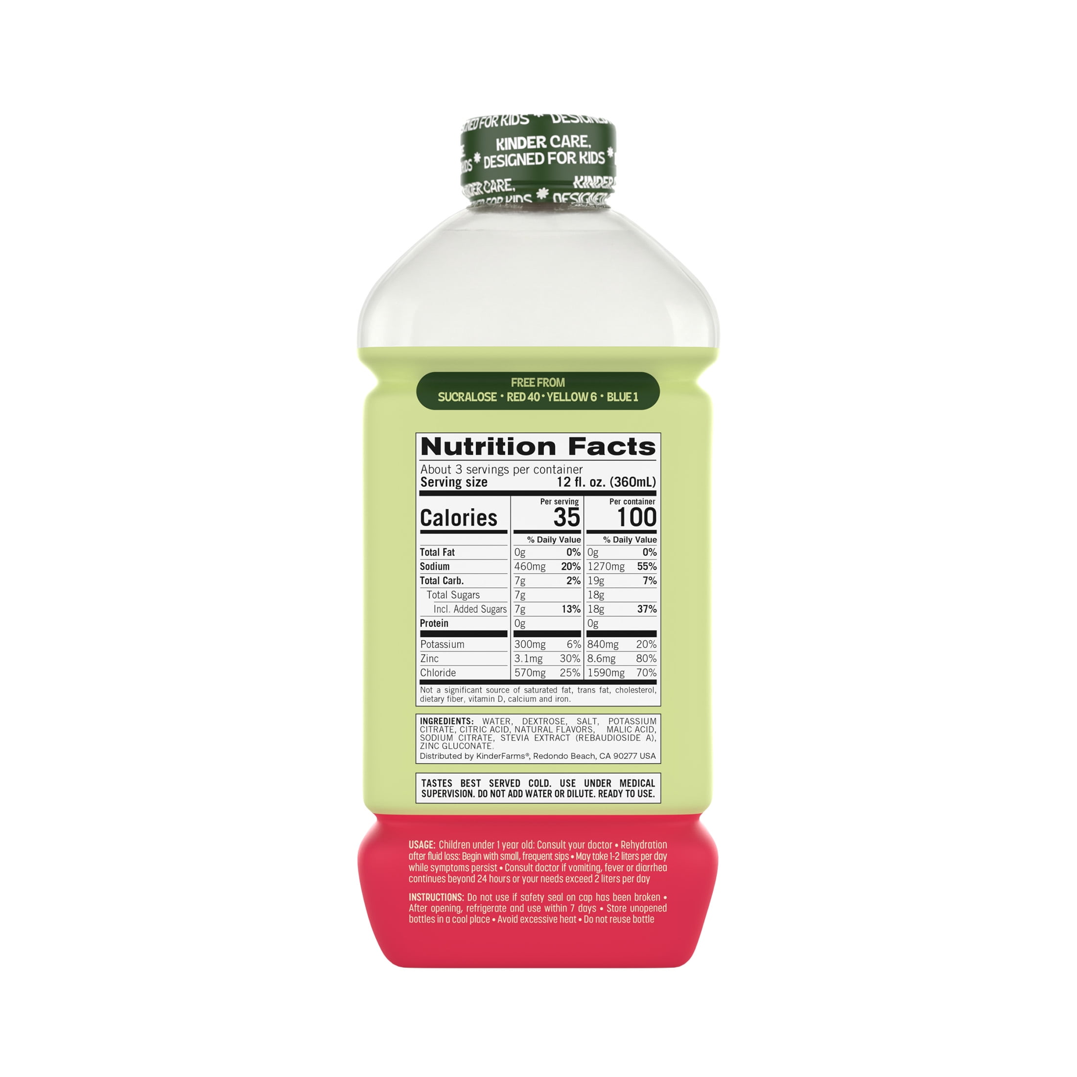 Kinderfarms KinderLyte Natural Ready-to-Drink Electrolyte Solution, Watermelon Citrus, 33.8 fl oz Bottle