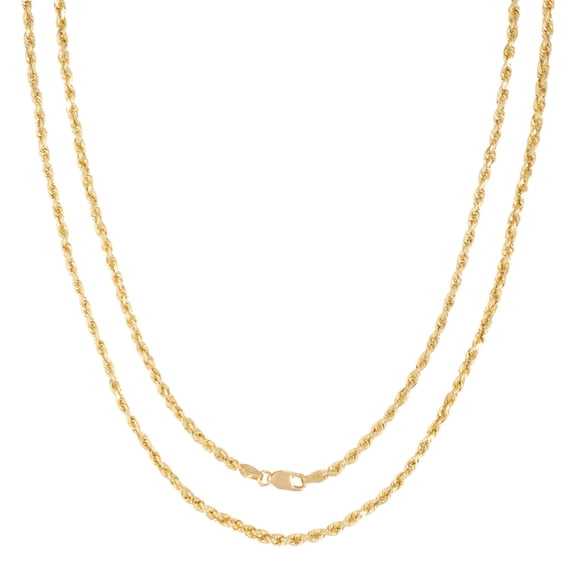 10K Yellow Gold Diamond Cut Rope Chain Necklace – Measures 26 Inches Length x 3mm Thickness