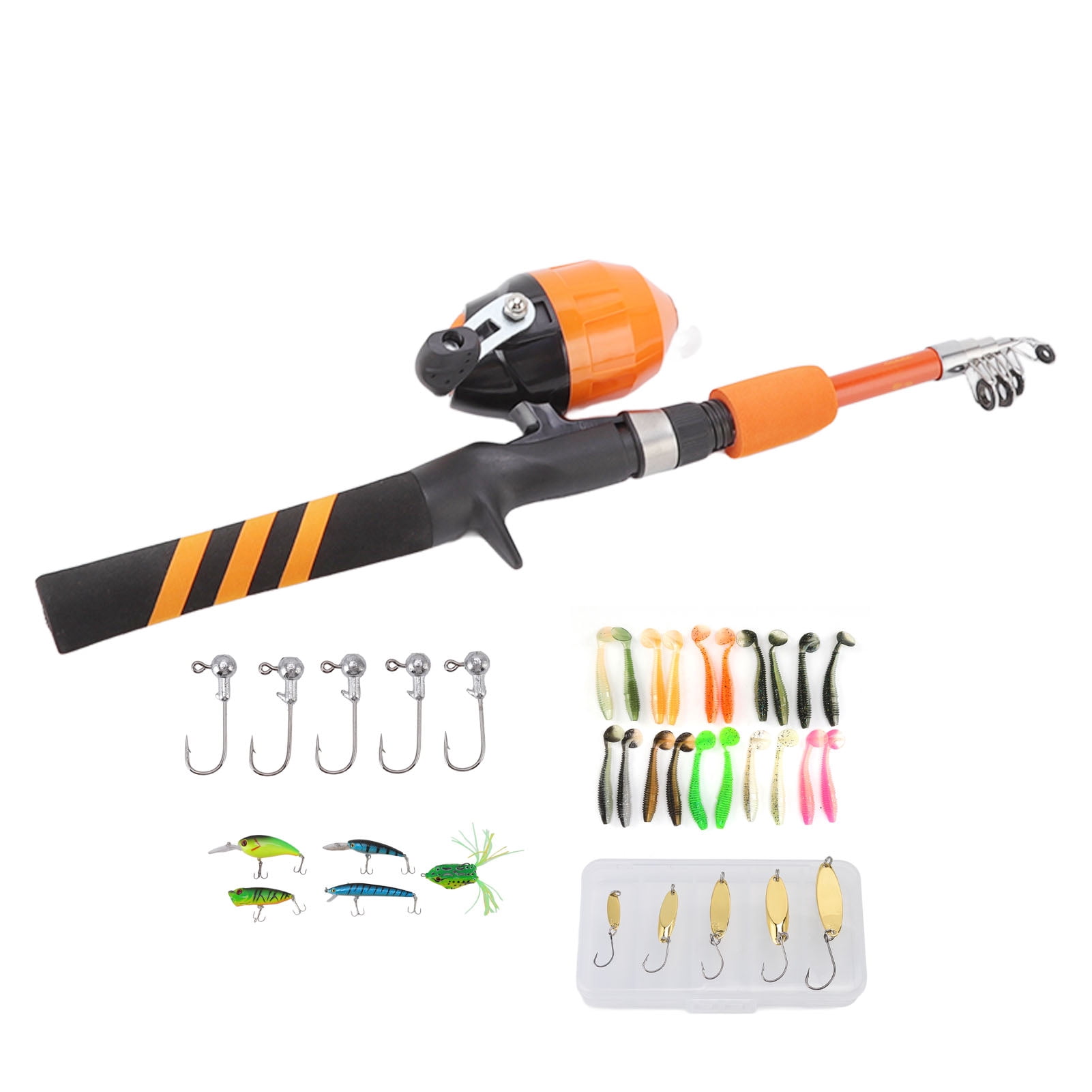 Canne à Pêche Enfant 1,5 M - Rétractable, Légère, Parfaite Pour Débutants - Kit Complet Avec Moulinet, Appâts Et Accessoires - 8