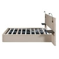 thumbnail image 6 of EUROCO Full Size Hydraulic Platform Bed, Upholstery Storage Platform Bed with Night Lights and USB Charging, Heavy Duty Bed for Kids Teens and Adults, Beige, 6 of 14