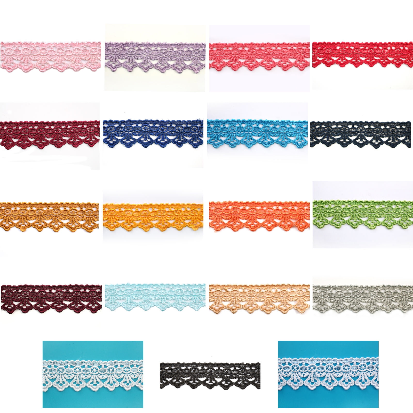 Lily 1.75" 19 Colors Embroidery Guipure Venice Lace Trim Floral Trimming by Yard