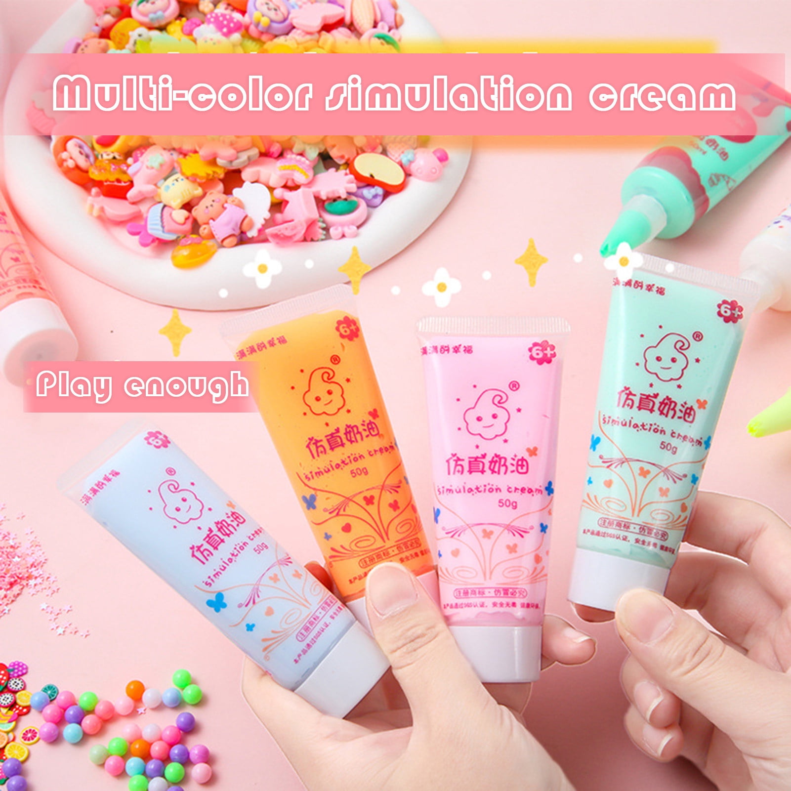 Fvsianol Hair Clip DIY Material DIY Barrette Material 1 Set Hair Clip DIY Material Cartoon Simulation Cream Quick Dry Train Creativity Sequin Children Toys Hair Clip Material
