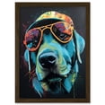 thumbnail image 1 of Labrador Retriever avec Lunettes de Soleil et Chapeau Uvre d'Art Encadrée Impression Murale A4, 1 of 4