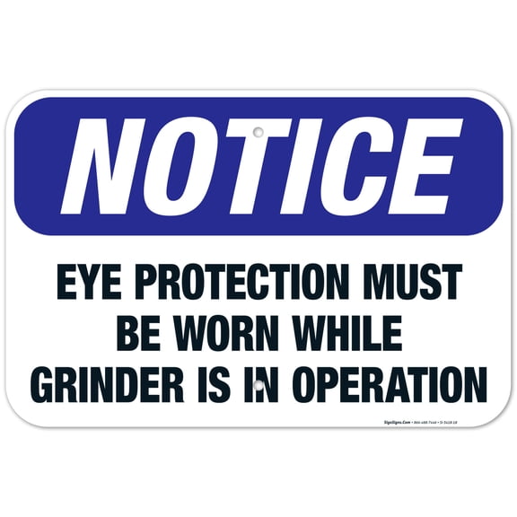 Eye Protection Must Be Worn Sign, OSHA Sign, 12x18 Aluminum