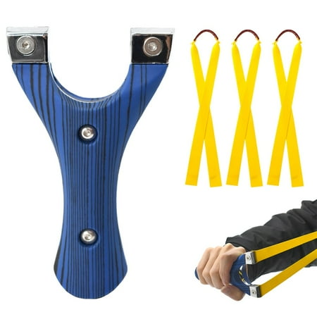 Runzkzy Outdoor Hunting Slingshot Flat Leather Catapult Rack Alloy Fast Pressure Solid Outdoor Athletic Slingshot Machine +3 Rubber Bands