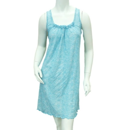 Jaclyn Intimates Womens Teal & White Dot Sleep Shirt Jersey Knit Nightgown