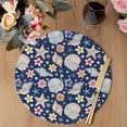 thumbnail image 3 of Coastal Round 13 Inch Placemats Set of 8, Summer Nautical Ocean Floral Shell Starfish Blue HeatResistant Non Slip Place Mats for Dining Table, Wipeable Braided Kitchen Table Mats for Housewarming, 3 of 9