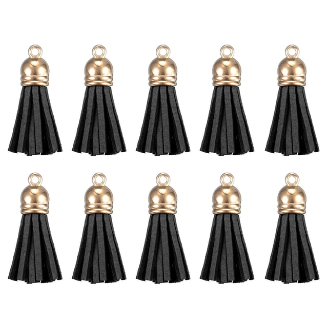 1.46 Cuero Borla Llavero Borla Dije Granel con Tapa para Llavero Pulsera Joyería Fabricación Bricolaje Artesanía Accesorio 50uds, Negro
