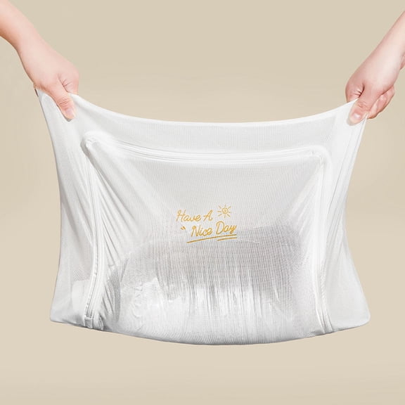 Mesh Laundry Bag with Handle for Wool Sweaters, Large Laundry Wash Bags for Coat, Knitwear, Breathable Washable Hanging Bag (S)