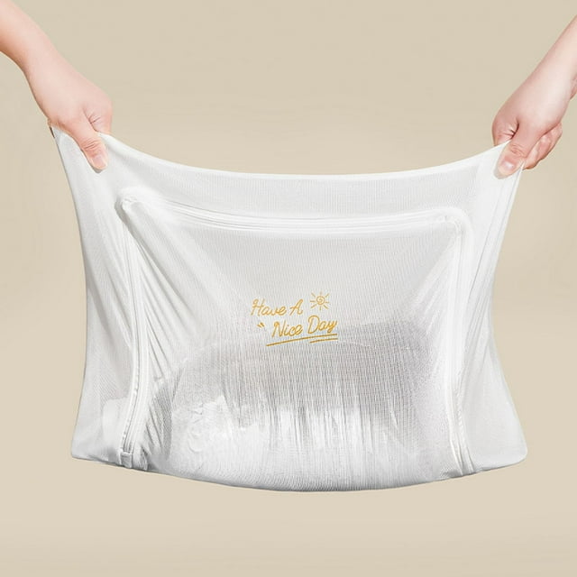 Sac de Lavage pour Chandails, Sac de Protection en Filet pour Lessive pour Machines à Laver les Tambours avec Fermeture Éclair et Poignée
