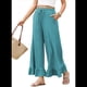 thumbnail image 3 of Pantalones Palazzo de Pierna para Mujer, Cintura Alta, Elásticos, con Cordón y Bolsillos, Color Azul y Verde Talla L, 3 of 8