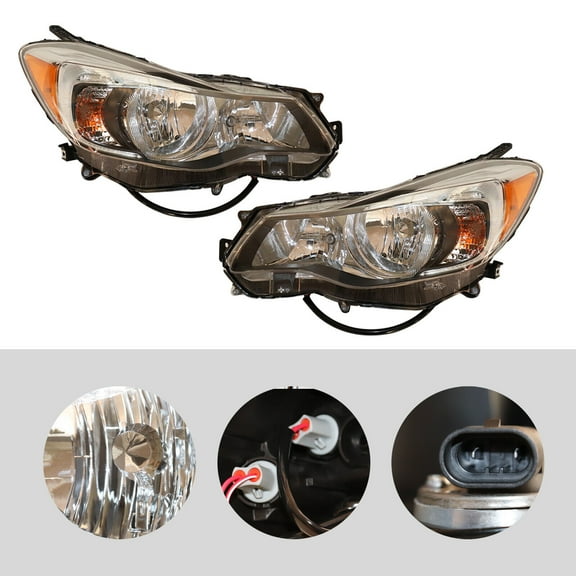 Pair Headlight Halogen Headlamp For 2016-2017 Subaru Crosstrek Halogen Headlights Driver & Passenger Side Clear