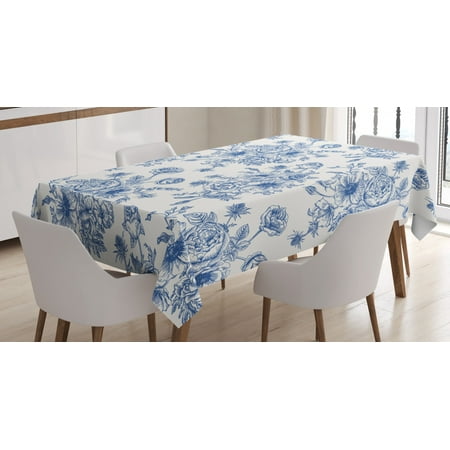 

Anemone Flower Tablecloth Floral Pattern with Bouquet of Blue Flowers Delicate Victorian Design Rectangular Table Cover for Dining Room Kitchen 60 X 90 Inches Night Blue White by Ambesonne