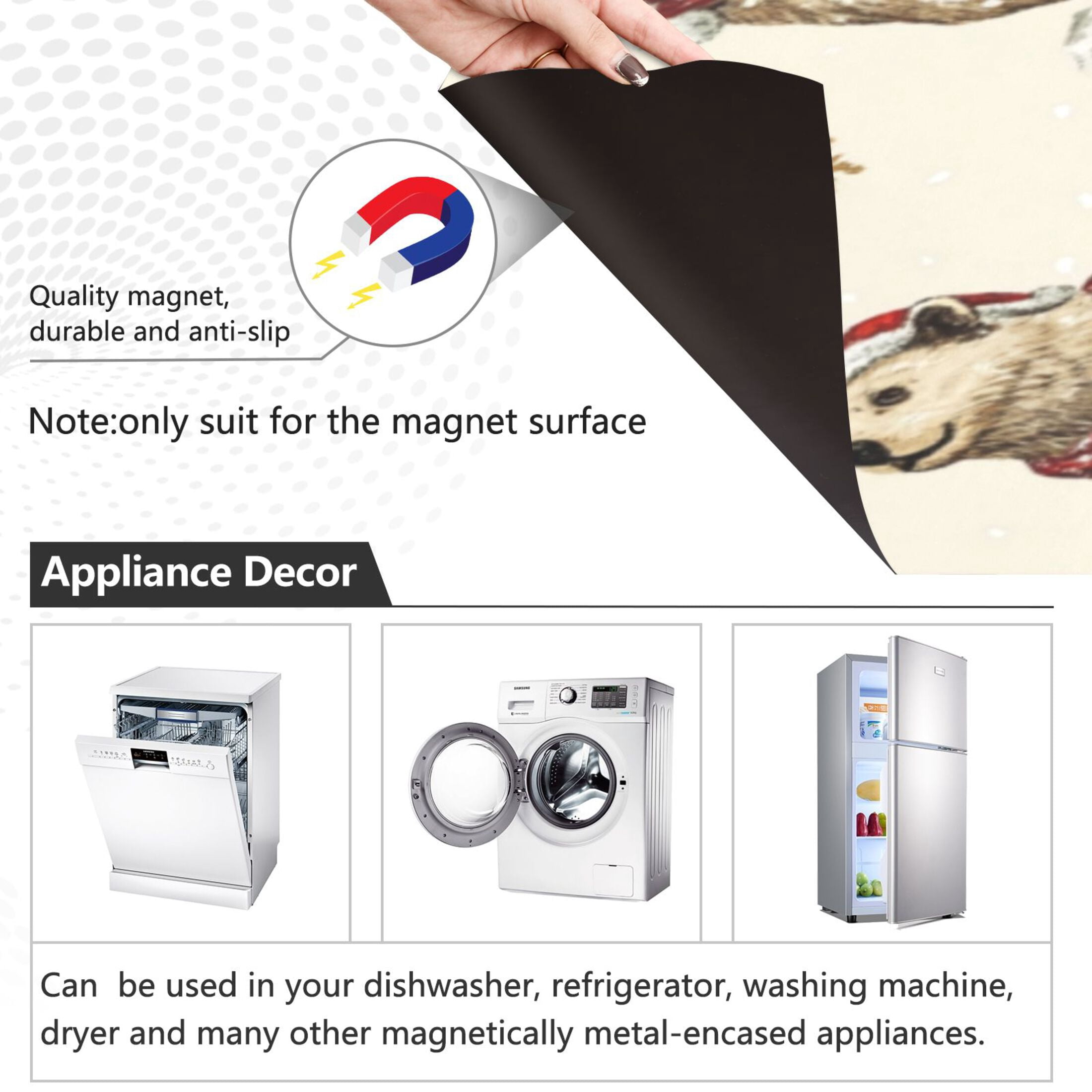 Dishwasher Magnetic Sticker 23x26 Inch Refrigerator Magnetic Sticker Washing Machine Magnetic Sticker Kitchen Panel Magnetic Sticker Home Decor Red Christmas Bear