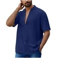 thumbnail image 6 of Mens Cotton Linen Shirts Short Sleeve Casual Shirts Button Up Shirt Beach Summer Wedding Vacation Shirt for Men, 6 of 6