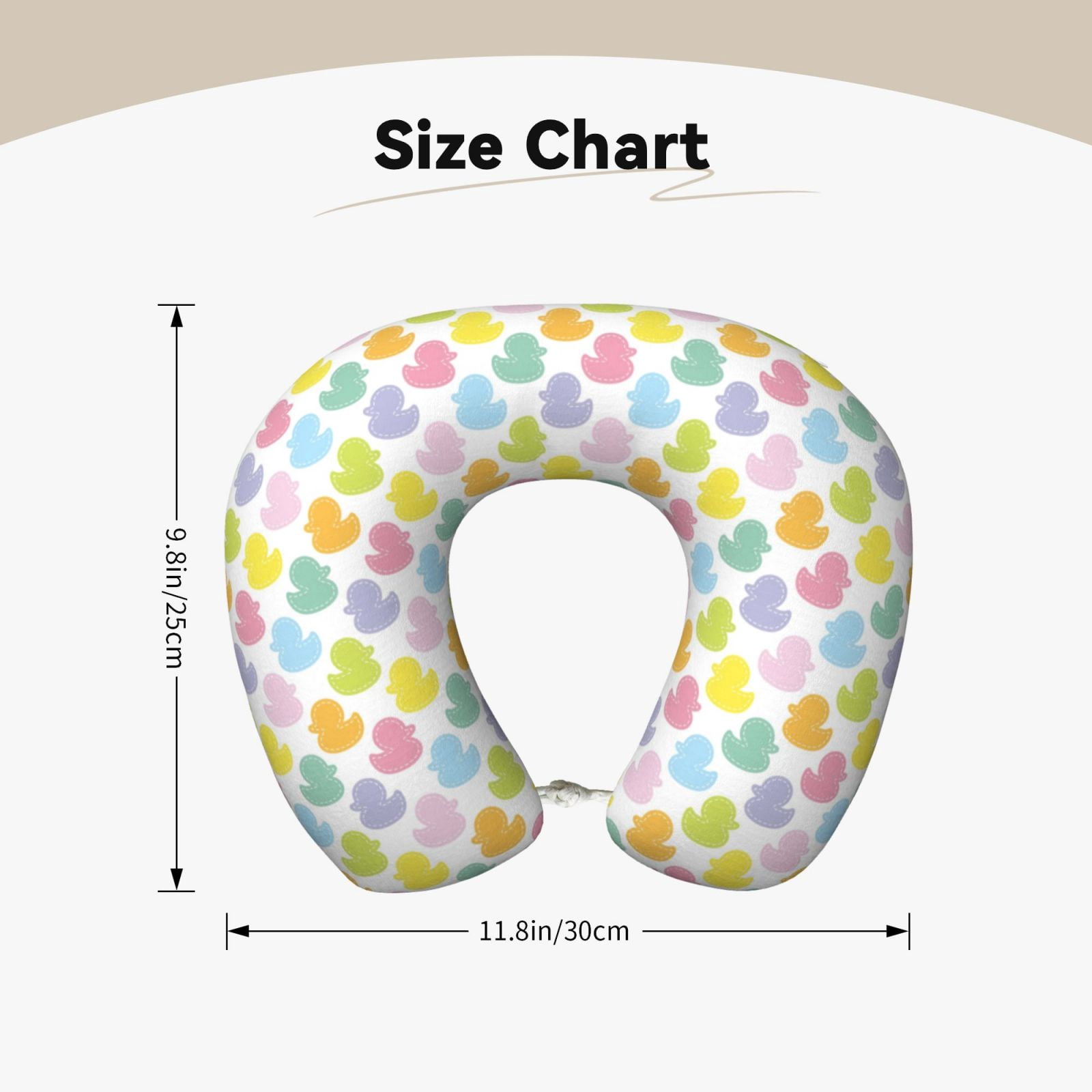 Xecao Colorful Rubber Duck Print Memory Foam Cervical Neck Pillow Versatile U-Shaped Pillows for Home,Office,Camping,Travelling,Soft Washable Cover