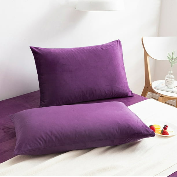 Ntbay 2 Pack Velvet King Hidden Zippered Pillowcases Super Soft and Cozy Luxury Solid Color Pillow Cases 20 x 36 Inches Purple Walmart Business Supplies