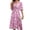 Mauve, variant on Women's Floral Flutter Sleeve V Neck Summer Midi Dress with Decorative Button and Ruched Bodice in 100% Polyester