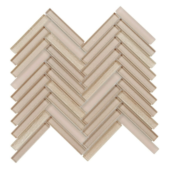 Modket TDH516MG Beige Sand Cream Cold Spray Glass Herringbone Mosaic Tile Kitchen Backsplash