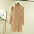 thumbnail image 2 of ZQUUVOU Women's Casual Dress Long1 Sleeve Solid Waist Round Neck Midi Dresses Khaki, 2 of 6