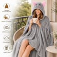 thumbnail image 5 of Wearable Blanket Hoodie Gray Warm Flannel Blanket with Sleeves Hoodie for Mom, Girlfriend, Wife, , Sister - for Christmas(Gray ), 5 of 6