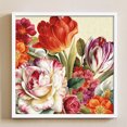 thumbnail image 1 of Cuadros Decorativos Hilo de bordar Kit completo de punto de cruz de tulipán de peonía impreso de 11 quilates de algodón ecológico DQrwqpou  embutido en tela, 1 of 9