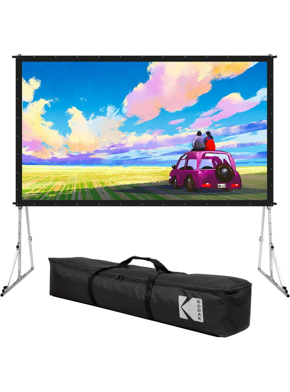 Kodak 150" Dual Portable Projector Screen W/Stand & Carry Case, Fast Fold Front & Rear Projection