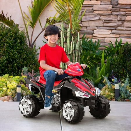 Best Choice Products 12V Kids Battery Powered Electric 4-Wheeler Quad ATV Ride-On Toy w/ 2 Speeds, Horn, Engine Sounds, Music, LED Lights - Red