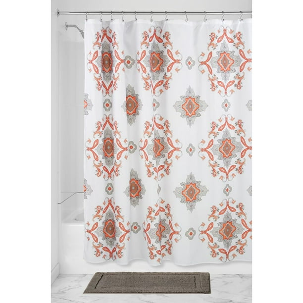 mDesign Damask Print Easy Care Fabric Shower Curtain 72" x 72