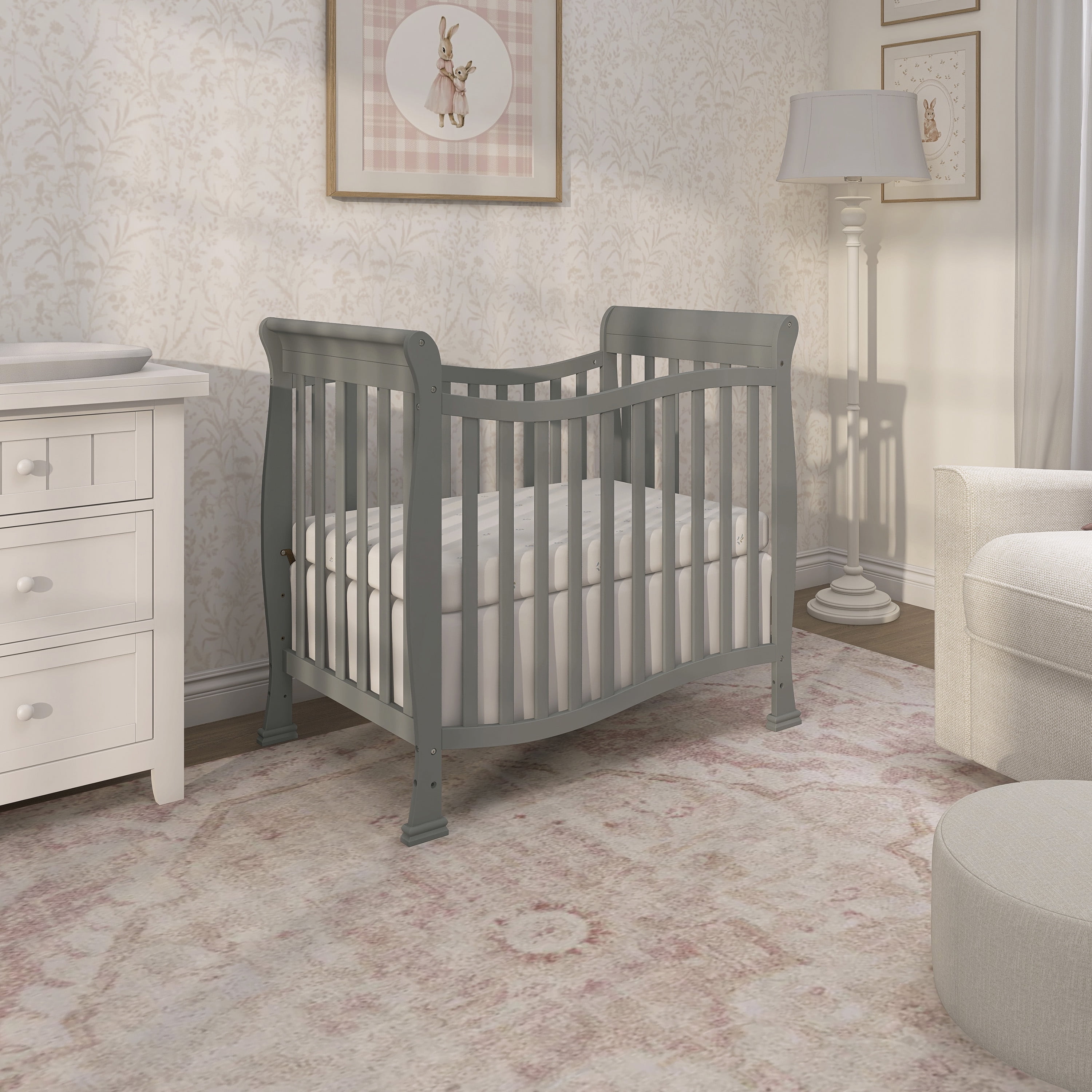 Dream On Me Piper 4-in-1 Convertible Mini Crib, Sea Grass