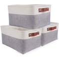thumbnail image 1 of Set Of 3 Storage Baskets, Foldable Storage Box With Handle, Fabric Storage Box For Clothes, Books, Toys, Home (Grey/White, Small), 1 of 7