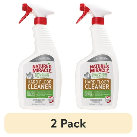 (2 pack) Nature's Miracle Hard Floor Cleaner, Dual-Action Dog & Cat Stain and Odor Remover, 24 oz
